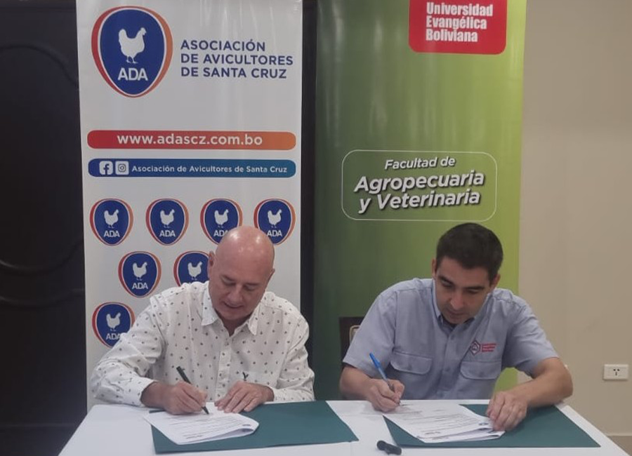 ADA y la universidad Evangélica Boliviana firman convenio para impulsar la innovación e investigación avícola en Santa Cruz